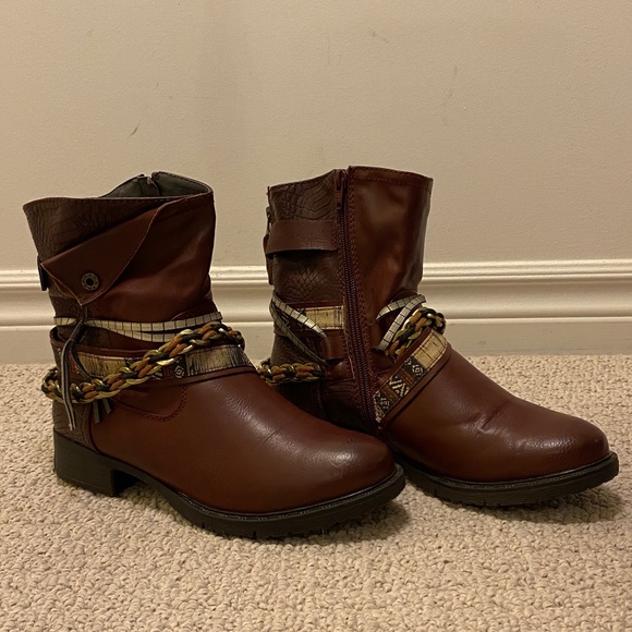 Brown Leather Beaded Boots - Picture 1 of 1